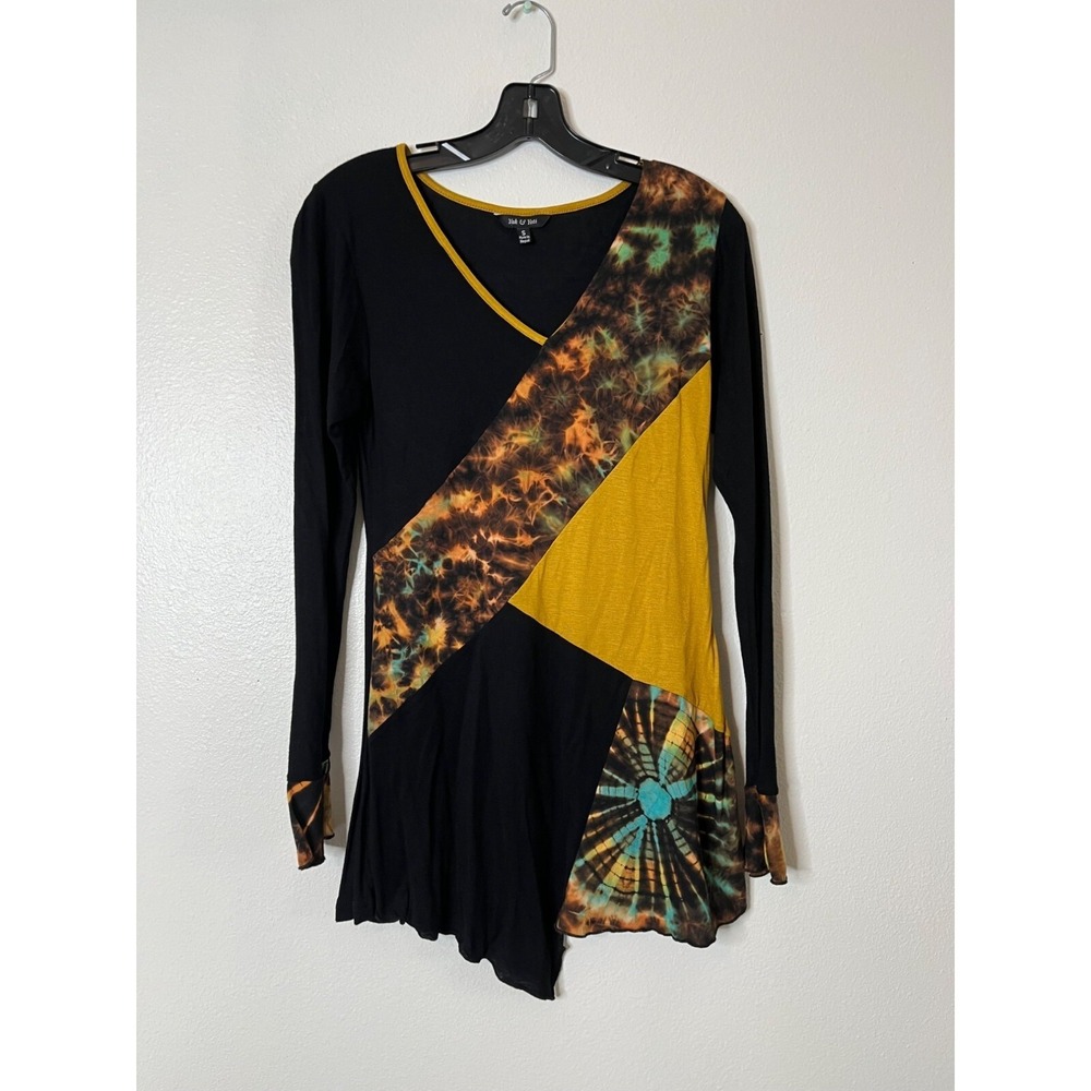 Yak & Yeti Womens Long Sleeve Asymmetrical Tie-Dye Tunic Top S